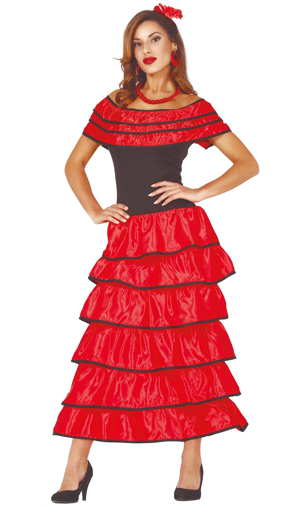 Disfraz de flamenca rojo y blanco para mujer por 27,00 €