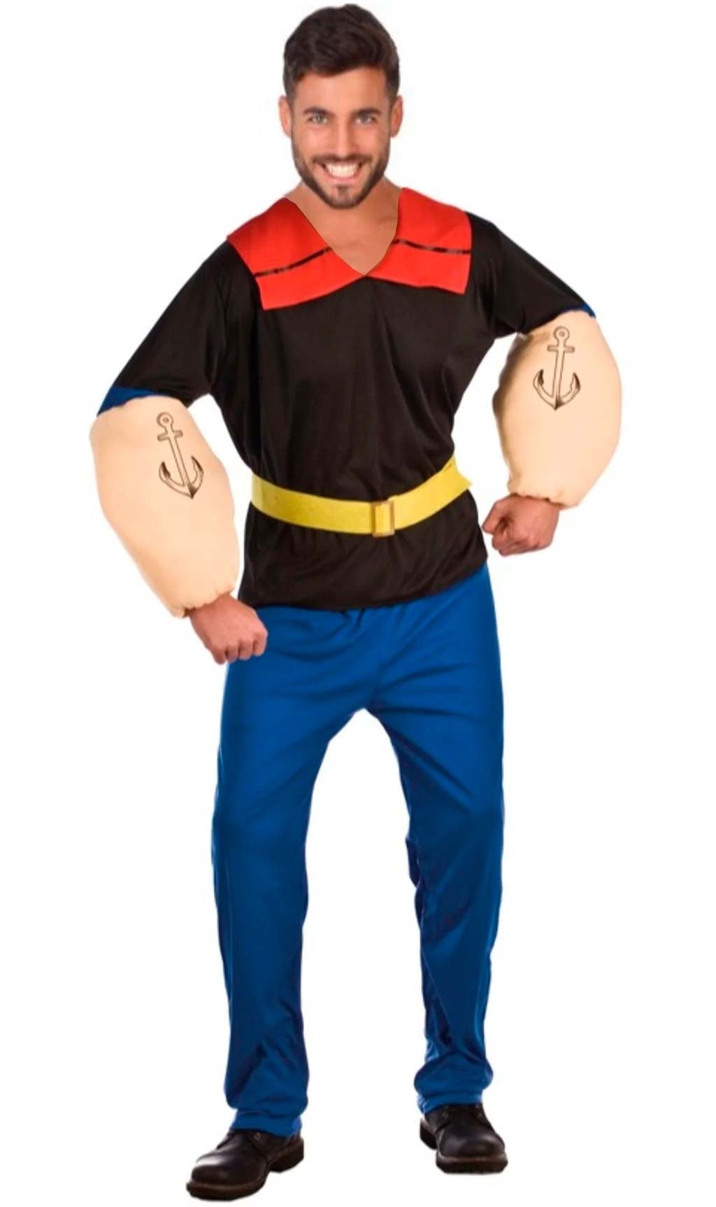 Disfraz de Marinero Forzudo Adulto - Estilo Popeye con Gorra y Músculos