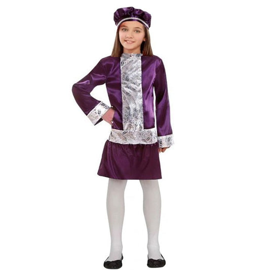 Disfraz de Paje Gorro Morado para niña