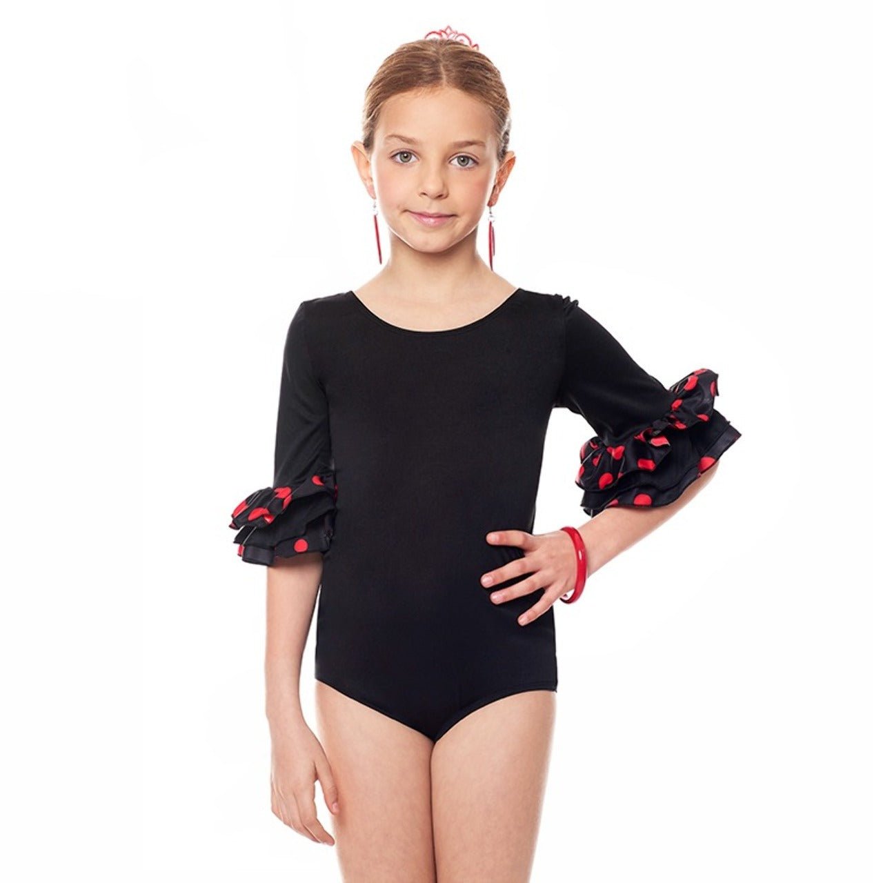 Body Flamenco Negro con Lunares infantil