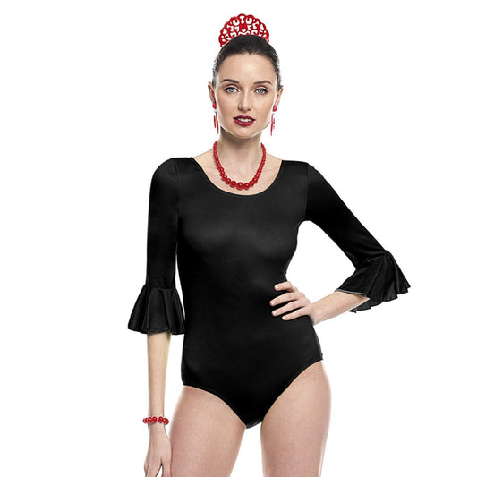 Body Flamenco Negro con Volante