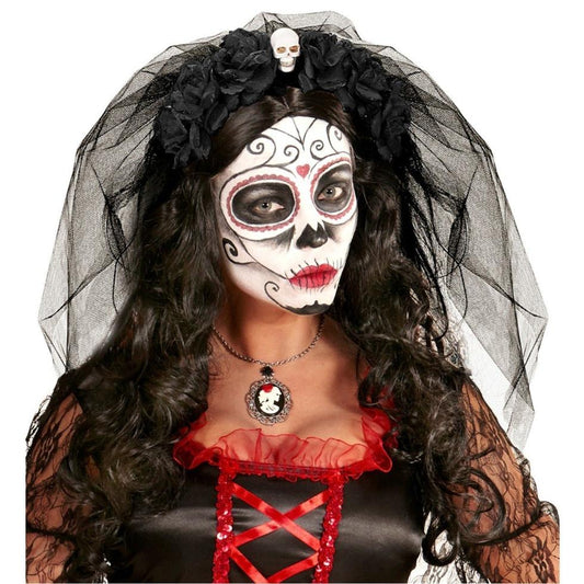 Diadema de Catrina Calavera con Velo