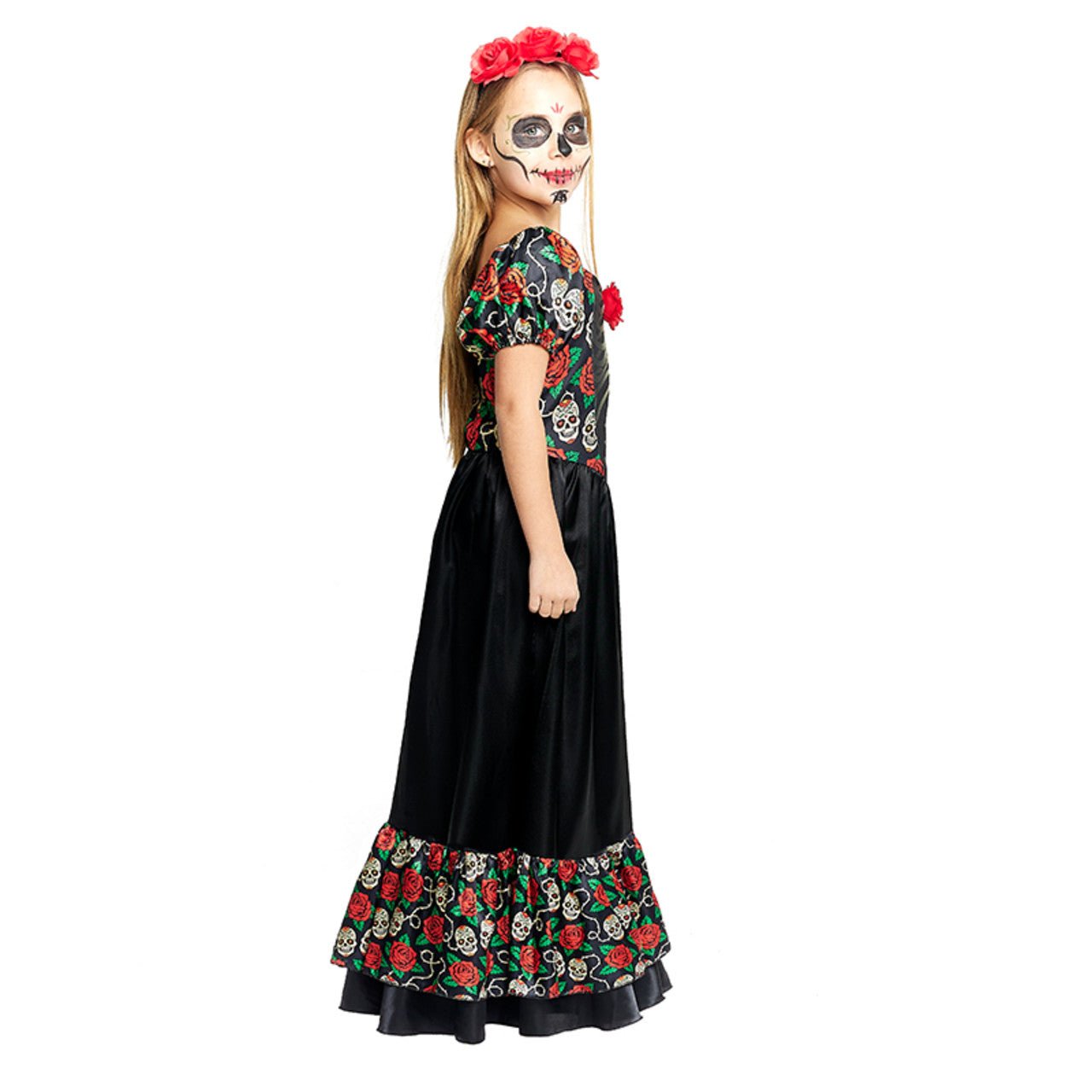 Disfraz de Catrina Mexicana Rosas para niña