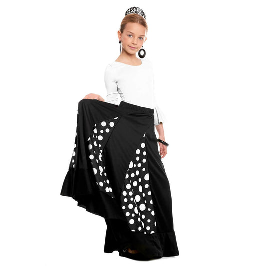 Falda de Flamenca Negra y Blanca con Quillas infantil