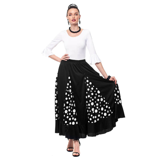 Falda de Flamenca Negra y Blanca con Quillas