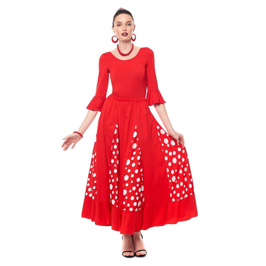 Falda de Flamenca Roja con Quillas