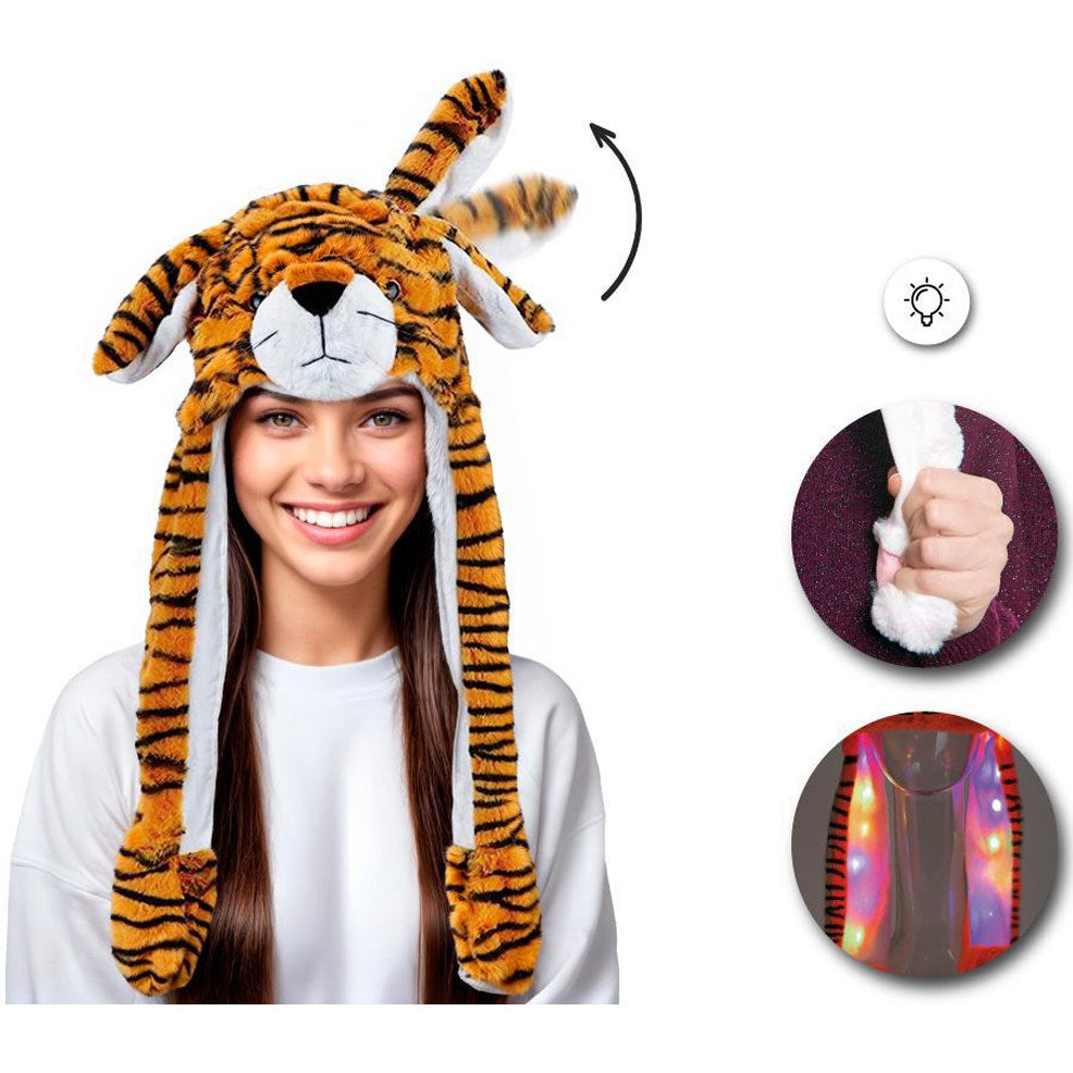 Gorro de Tigre con Orejas Móviles y Luz