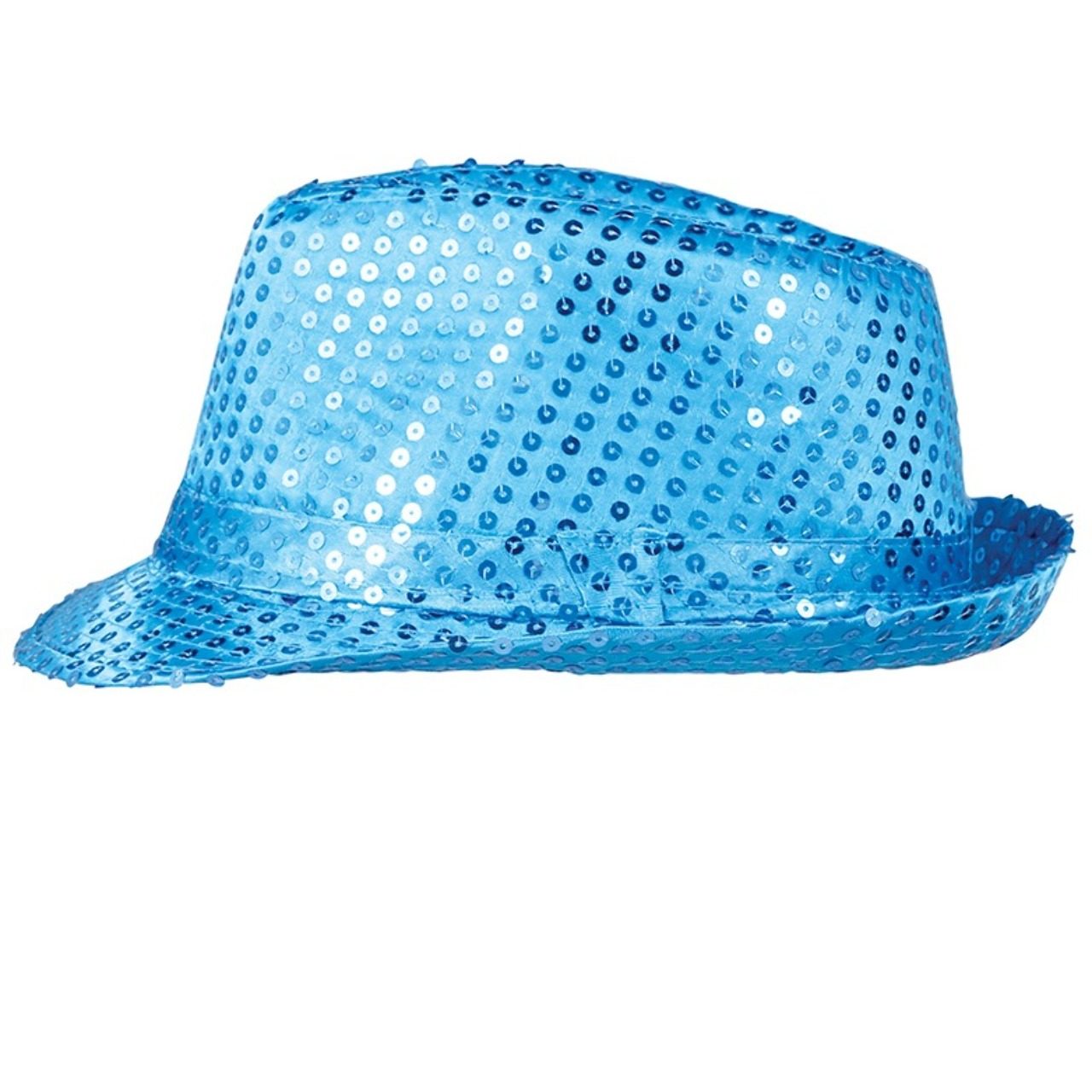 Sombrero de Gangster Azul Claro Lentejuelas Eco