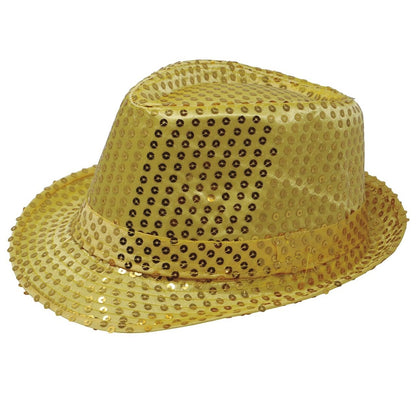 Sombrero de Gangster Dorado Lentejuelas Eco