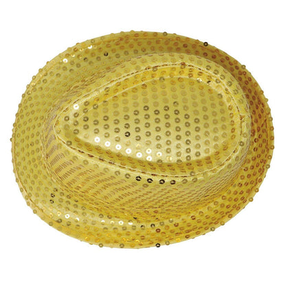 Sombrero de Gangster Dorado Lentejuelas Eco