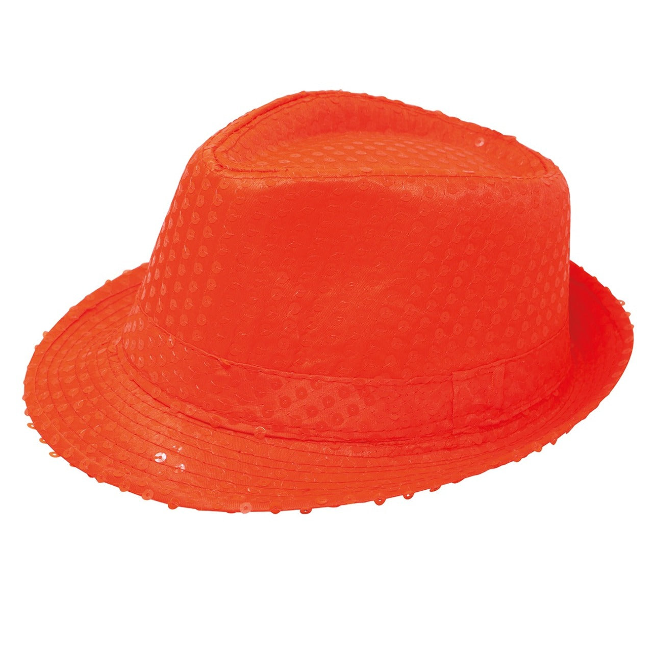 Sombrero de Gangster Naranja Lentejuelas Eco