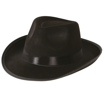 Sombrero de Gángster Negro Lujo