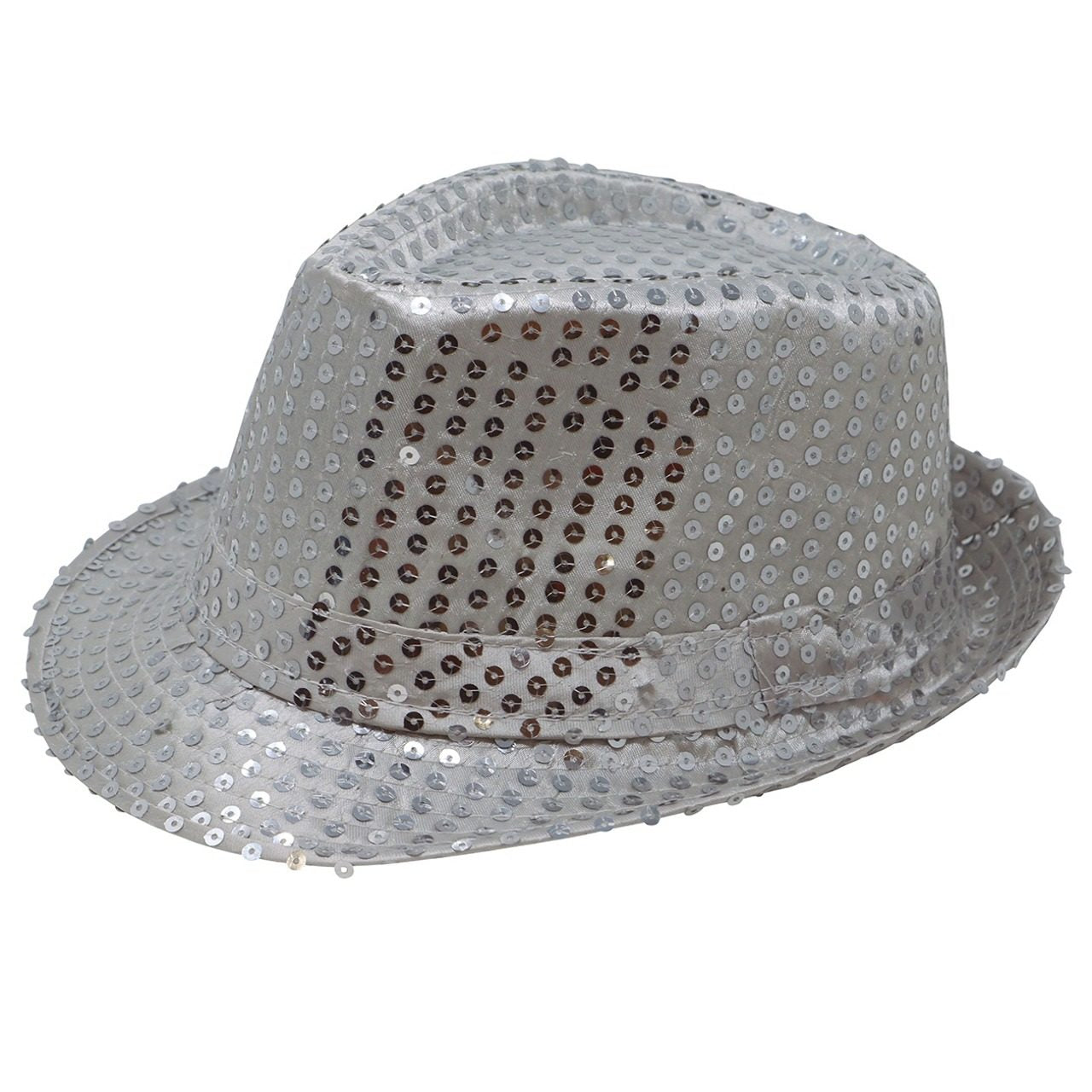 Sombrero de Gangster Plateado Lentejuelas Eco