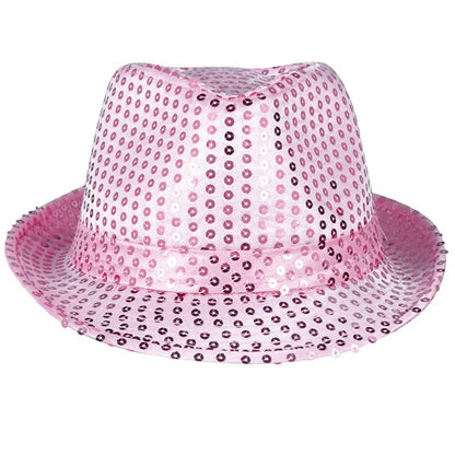 Sombrero de Gangster Rosa Lentejuelas Eco