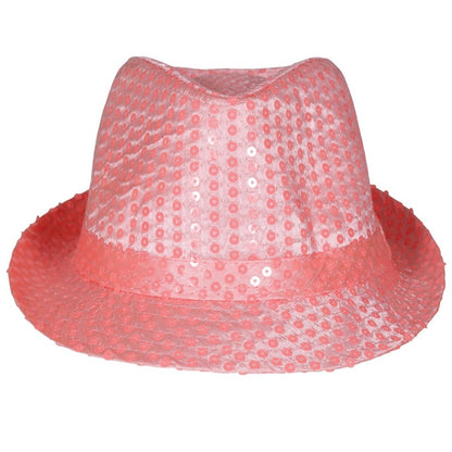 Sombrero de Gangster Rosa Lentejuelas