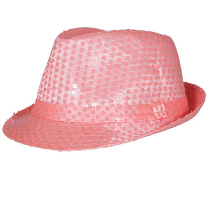 Sombrero de Gangster Rosa Lentejuelas