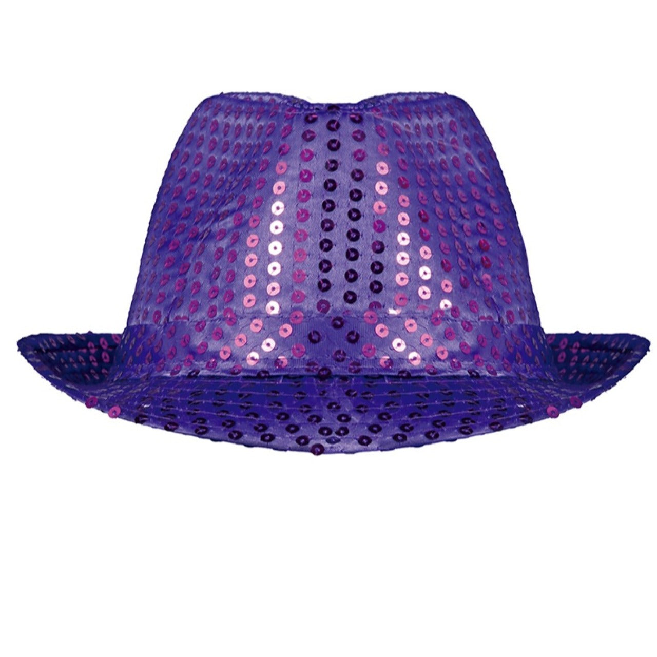 Sombrero de Gangster Violeta Lentejuelas Eco