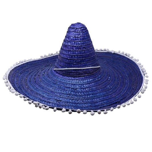 Sombrero Mexicano de Paja Grande Azul