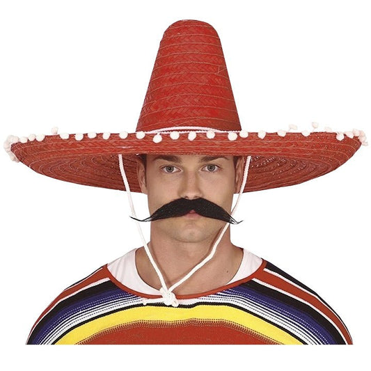 Sombrero Mexicano de Paja Grande Rojo