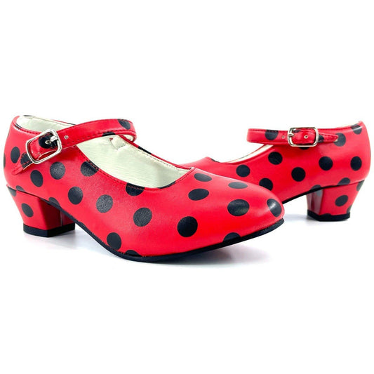 Zapatos de Flamenco Rojos y Negros infantiles