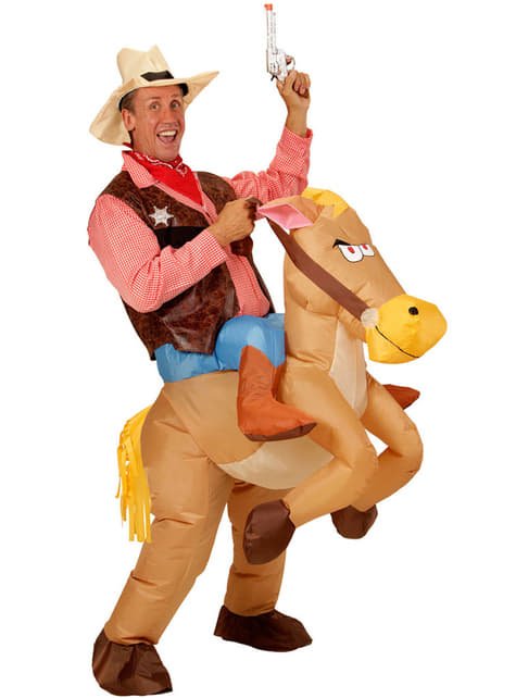 Disfraz de Vaquero con Caballo Hinchable adulto I Don Disfraz