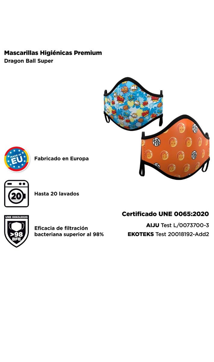 Pack 2 Mascarillas de Tela Dragón Ball™  infantil I Don Disfraz