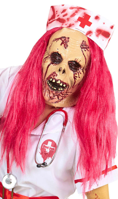 Máscara de látex Enfermera Zombie