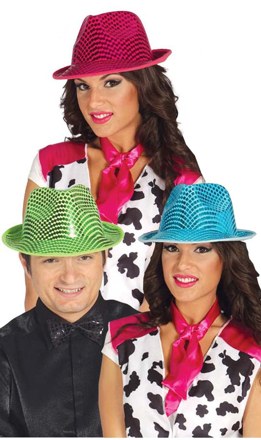 Sombrero Gangster Lentejuelas Colores